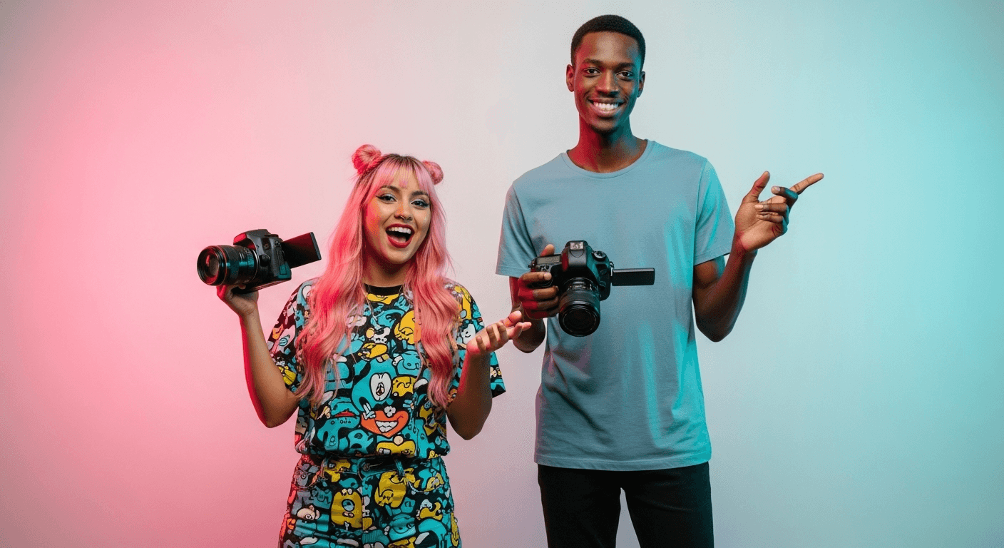 Creator working in a studio with microphone